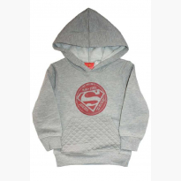 Új 98-as Superman logós kapucnis pulóver, szürke.
